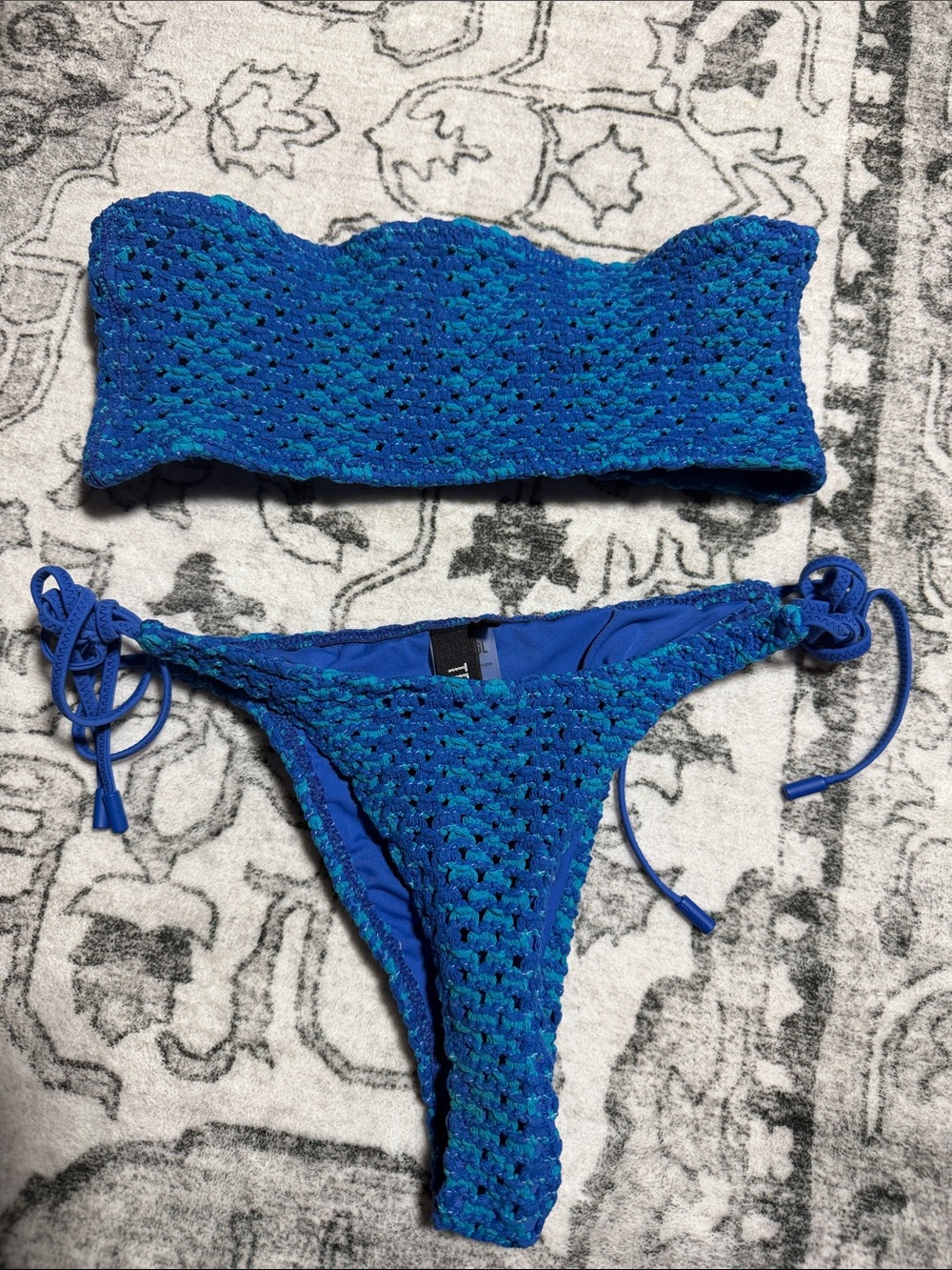 triangl swimwear Blue Crochet Bandeau Bikini Set